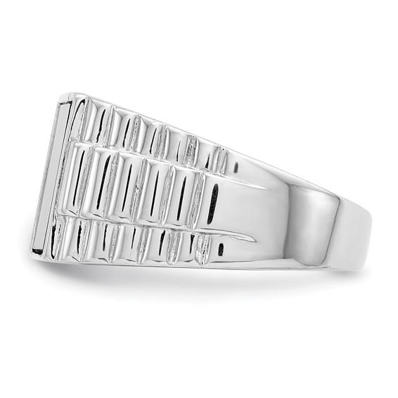 Sterling Silver Rhodium-plated Men's Onyx Ring