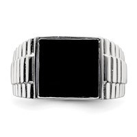 Sterling Silver Rhodium-plated Men's Onyx Ring view 5