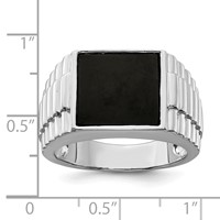 Sterling Silver Rhodium-plated Men's Onyx Ring view 3