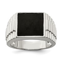Sterling Silver Rhodium-plated Men's Onyx Ring view 1