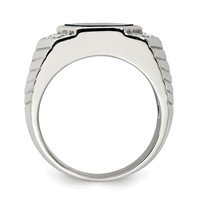 Sterling Silver Rhodium-plated Men's CZ and Onyx Ring view 2