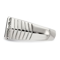 Sterling Silver Rhodium-plated Men's CZ and Onyx Ring view 4