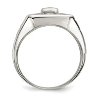 Sterling Silver Rhodium Plated Men's Fashion CZ Ring view 2
