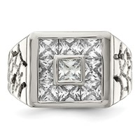 Sterling Silver Rhodium Plated Men's Fashion CZ Ring view 4
