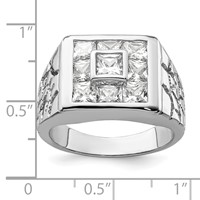 Sterling Silver Rhodium Plated Men's Fashion CZ Ring view 5