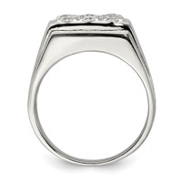 Sterling Silver Rhodium-plated Men's CZ Ring view 2