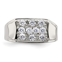Sterling Silver Rhodium-plated Men's CZ Ring view 5