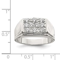 Sterling Silver Rhodium-plated Men's CZ Ring view 3
