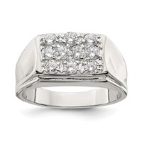 Sterling Silver Rhodium-plated Men's CZ Ring view 1