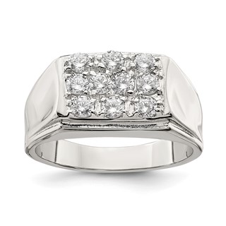 Sterling Silver Rhodium-plated Men's CZ Ring