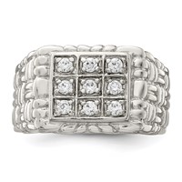 Sterling Silver Rhodium-plated Men's CZ Ring view 4