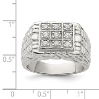 Sterling Silver Rhodium-plated Men's CZ Ring view 5