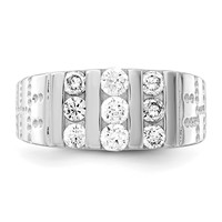 Sterling Silver Rhodium-plated Men's CZ Ring view 4