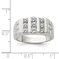 Sterling Silver Rhodium-plated Men's CZ Ring view 5