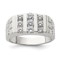 Sterling Silver Rhodium-plated Men's CZ Ring view 1