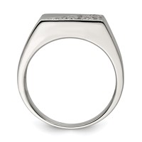 Sterling Silver Rhodium Plated Men's CZ Fashion Ring view 2