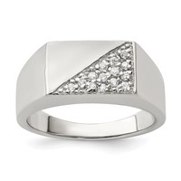 Sterling Silver Rhodium Plated Men's CZ Fashion Ring view 1