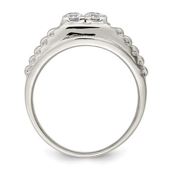 Sterling Silver Rhodium-plated CZ Fashion Ring