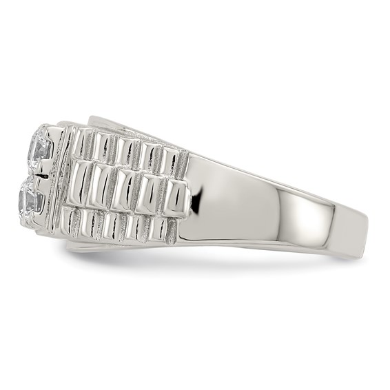 Sterling Silver Rhodium-plated CZ Fashion Ring