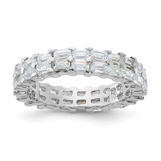 Sterling Silver CZ Double Band Ring