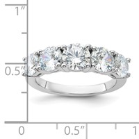 Sterling Silver Rhodium-plated CZ 5-Stone Ring view 3