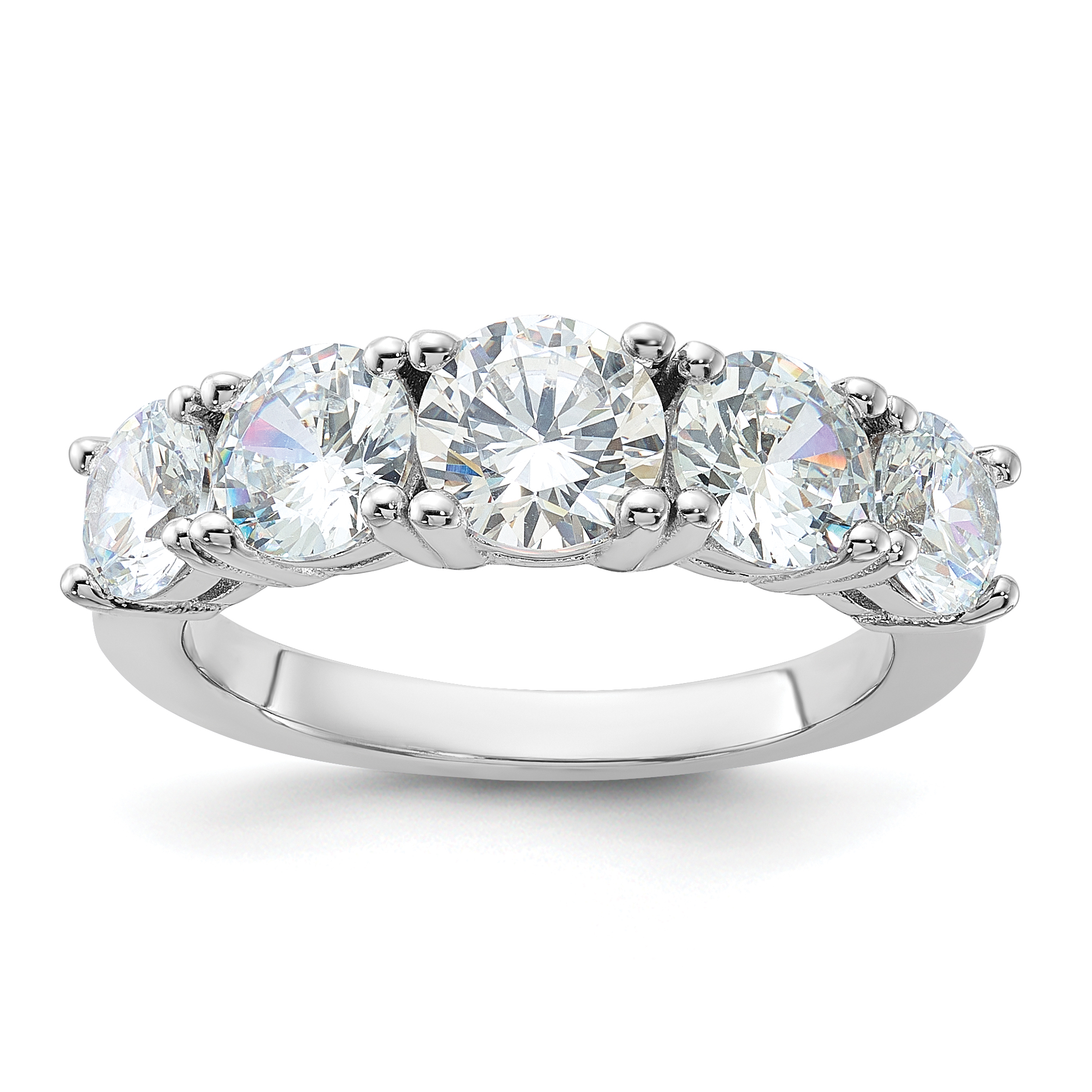 Sterling Silver Rhodium-plated CZ 5-Stone Ring (QR1300-6)