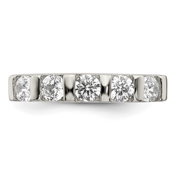 Sterling Silver Rhodium-plated CZ 5-Stone Ring