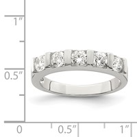 Sterling Silver Rhodium-plated CZ 5-Stone Ring view 3