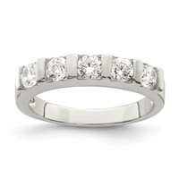 Sterling Silver Rhodium-plated CZ 5-Stone Ring view 1