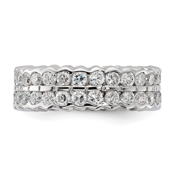 Sterling Silver CZ Double Band Ring