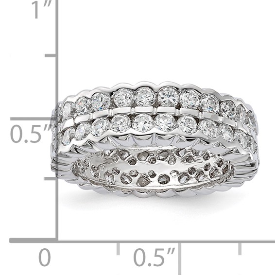 Sterling Silver CZ Double Band Ring