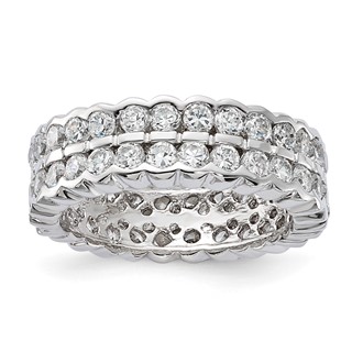 Sterling Silver CZ Double Band Ring