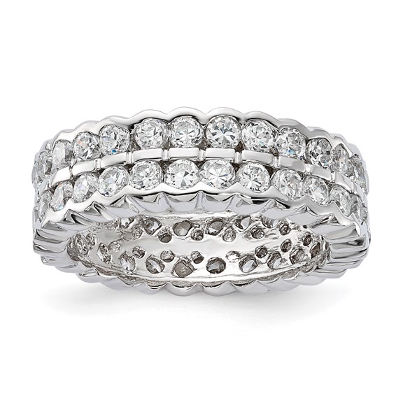 Sterling Silver CZ Double Band Ring