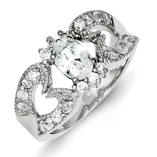 Sterling Silver CZ Double Heart Ring