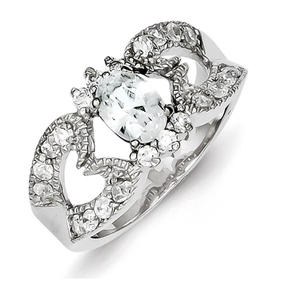 Sterling Silver CZ Double Heart Ring