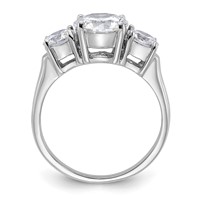 Sterling Silver Rhodium-plated Three Stone CZ Ring view 2