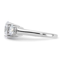 Sterling Silver Rhodium-plated Three Stone CZ Ring view 4