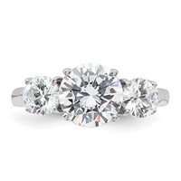 Sterling Silver Rhodium-plated Three Stone CZ Ring view 5