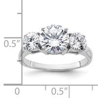 Sterling Silver Rhodium-plated Three Stone CZ Ring view 3