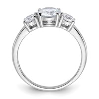 Sterling Silver Rhodium-plated 3 Stone CZ Ring view 2