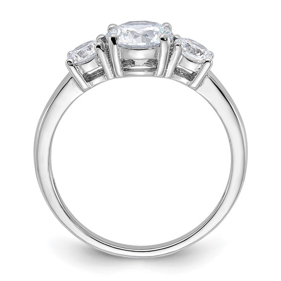 Sterling Silver Rhodium-plated 3 Stone CZ Ring