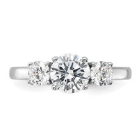 Sterling Silver Rhodium-plated 3 Stone CZ Ring view 5