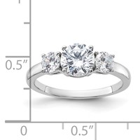 Sterling Silver Rhodium-plated 3 Stone CZ Ring view 3
