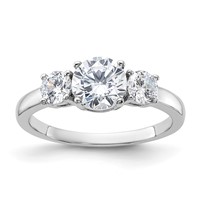 Sterling Silver Rhodium-plated 3 Stone CZ Ring view 1