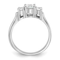 Sterling Silver Rhodium-plated Three CZ Ring view 2