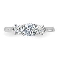 Sterling Silver Rhodium-plated Three CZ Ring view 5