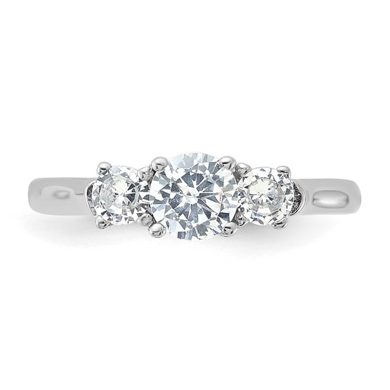 Sterling Silver Rhodium-plated Three CZ Ring