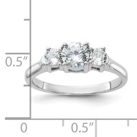 Sterling Silver Rhodium-plated Three CZ Ring view 3