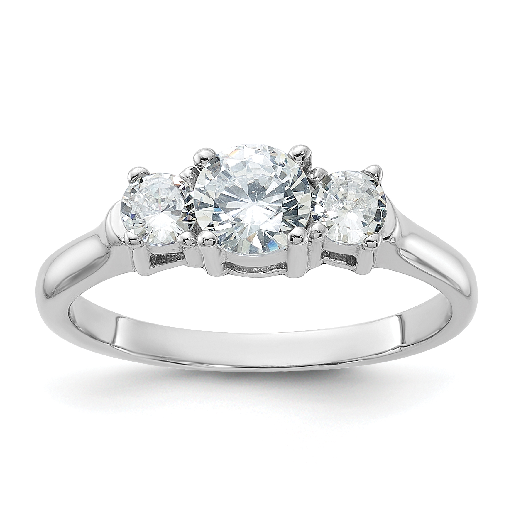 Sterling Silver Rhodium-plated Three CZ Ring (QR1320-6)