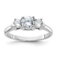 Sterling Silver Rhodium-plated Three CZ Ring view 1